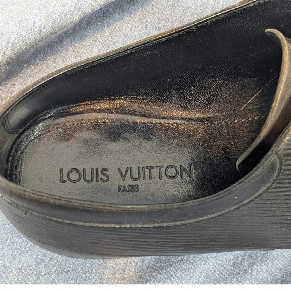 Louis Vuitton Mens Black Leather Epi Derby Shoes Made in Italy Size 9.5